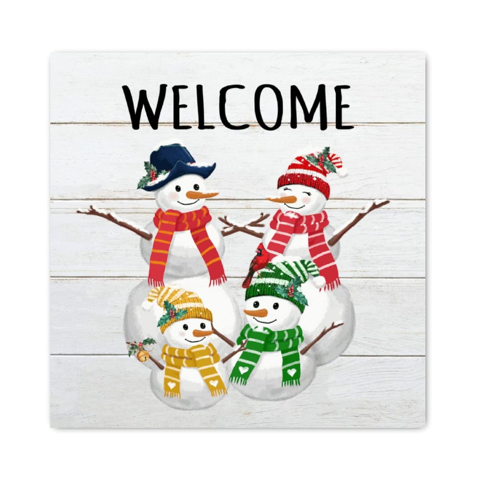 Panneau de Noël en bois Welcome Snowman le cadeau idéal pour décoration de salon