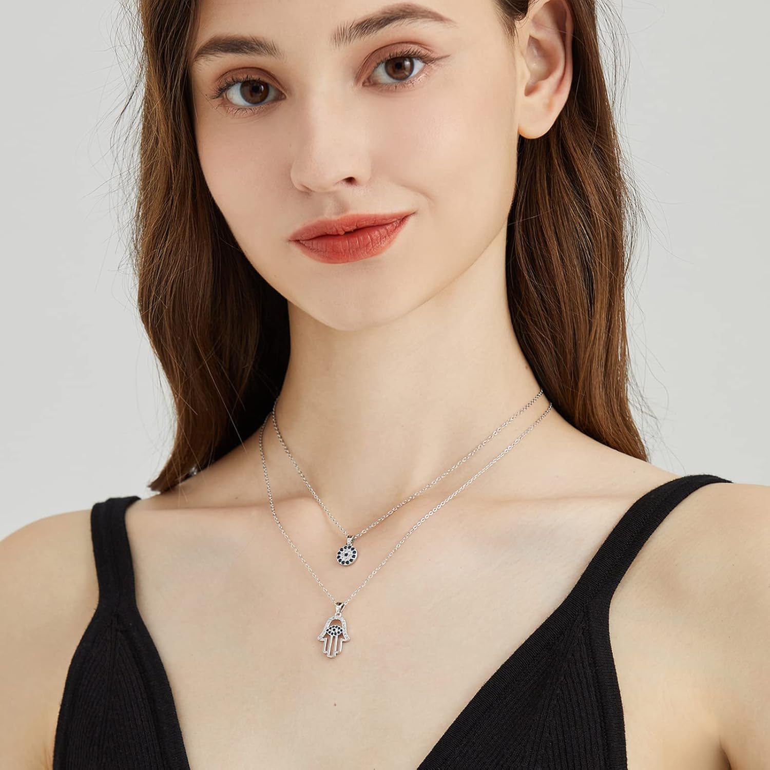 Evil Eye Necklace for Women 18K Gold Plated Evil Eye Layered Necklace Handmade Evil Eye Jewelry Adjustable Protection Necklace for Women - Image 2