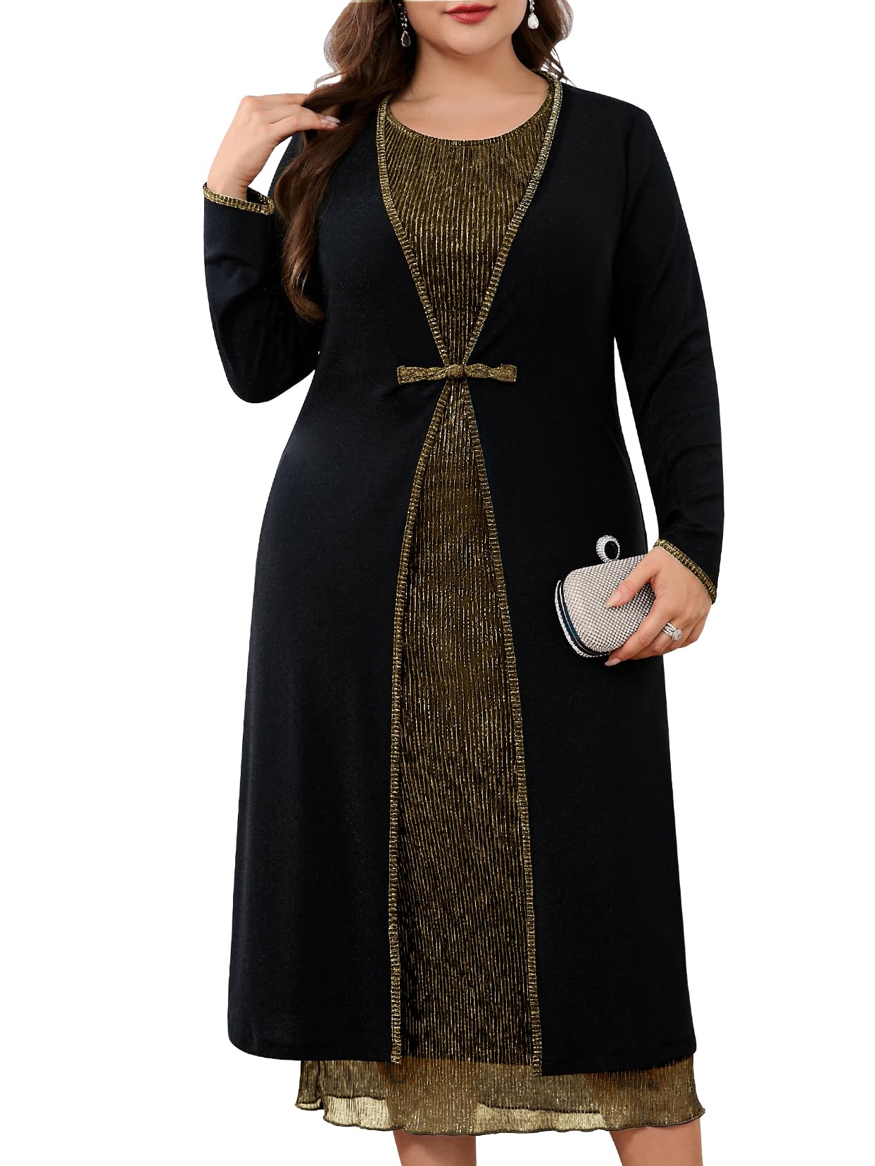 zomva Plus Size Glitter Mother of the Bride Dress 2 Pieces with Jacket Formal Wedding Guest Evening Elegant Outfit-picture-53