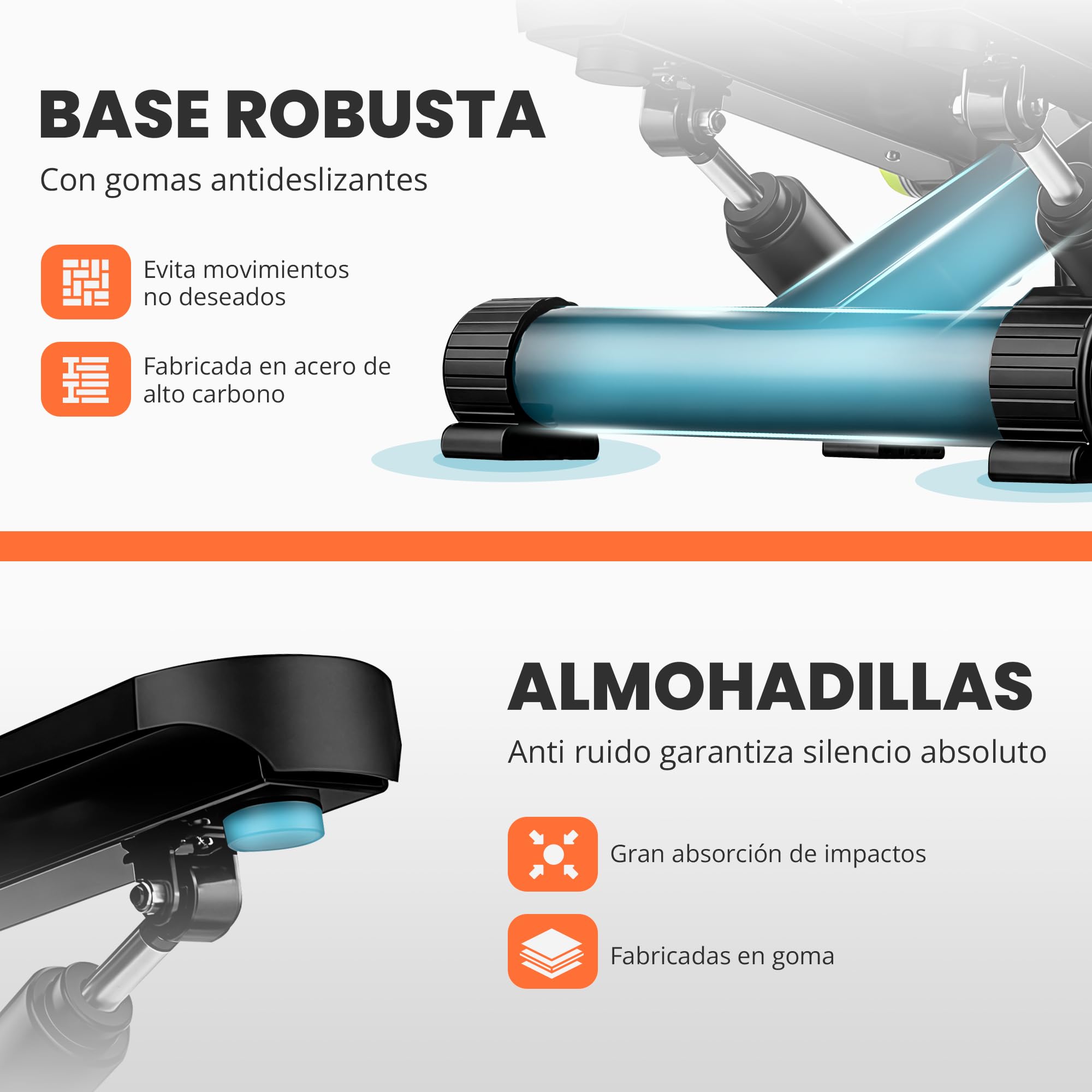 JUPPLIES Mini Stepper con Bandas Elásticas - Stepper Fitness de Acero, Pistón Hidráulico Silencioso, Pantalla LCD, Resistencia Ajustable y Pedales Antideslizantes para Tonificar y Quemar Grasa en Casa