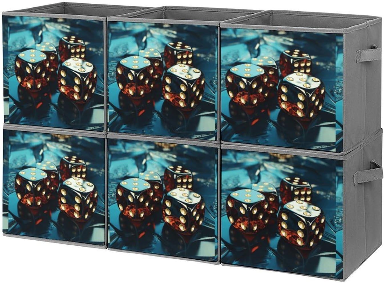 Dice Graphics Storage Cubes Set of 6 Storage Bins with Handles Collapsible Storage Basket Fabric Storage Box for Shelves Large Closet Shelf Organizer for Organization 11 Inch