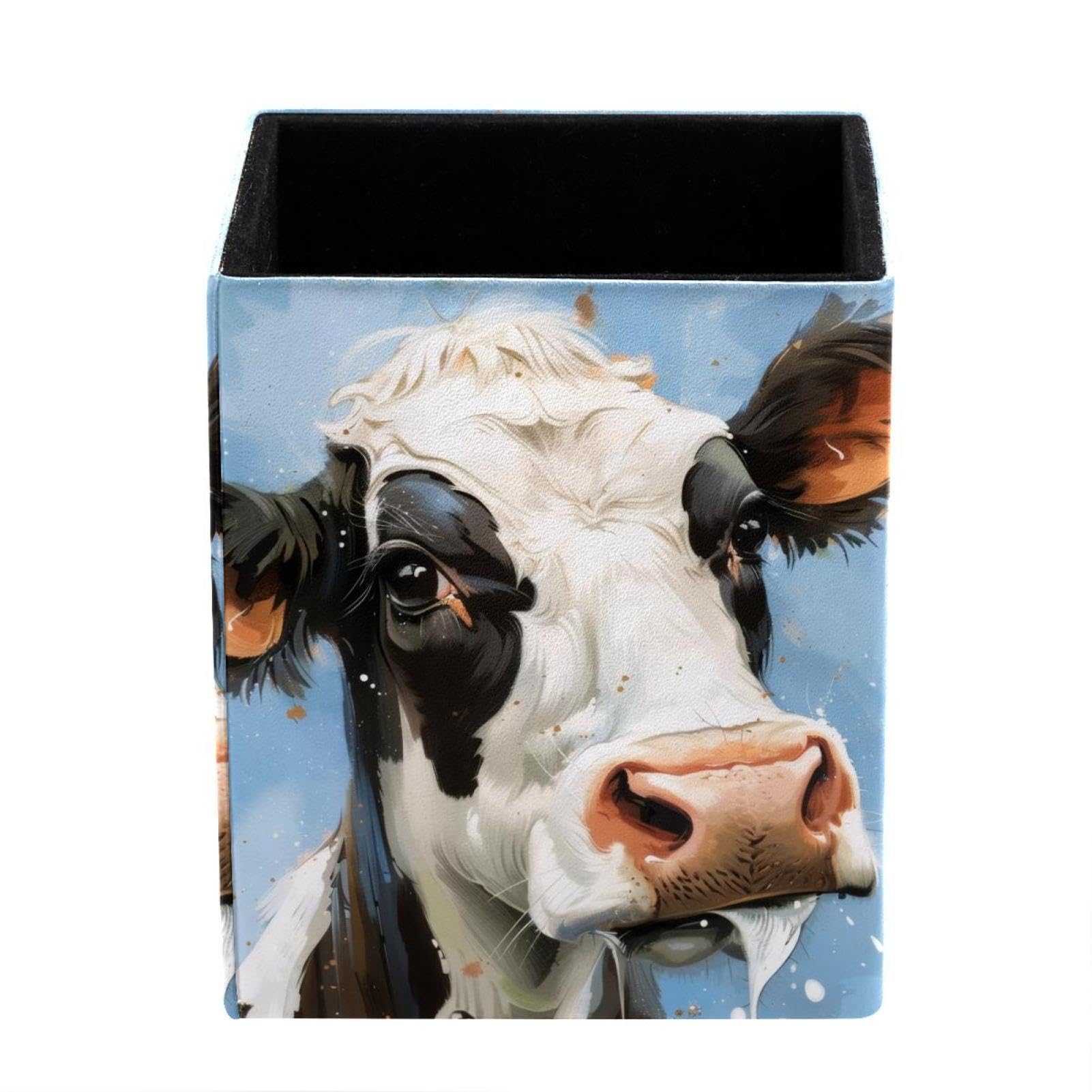 FWJZDSP Pen Holder for Desk, Cow and Spot of Milk Pencil Holder, Pen Cup Functional Desk Organizer for Office Supplies