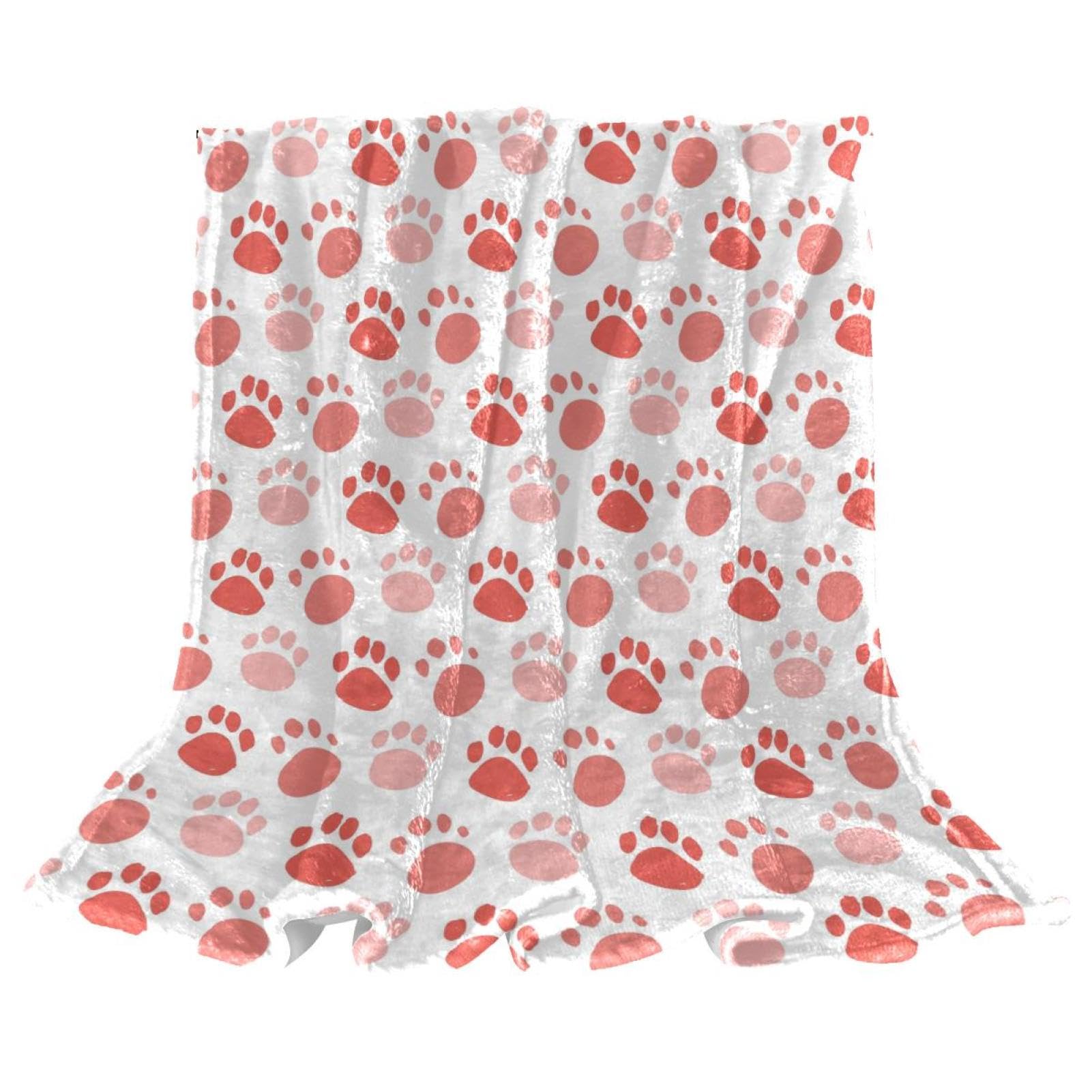 Couverture Polaire Pattes De Chien Rouge 150x200cm pour Canapé