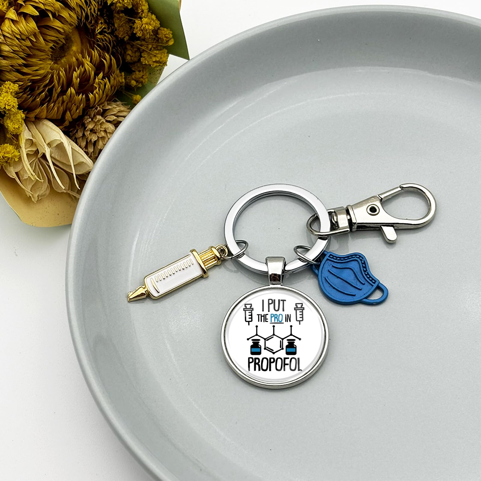 Anesthesia Gifts Anesthesiologist Keychain for Christmas Graduation Birthday Retirement Thank You Gifts for CRNA ICU RN Medical Nurse Anesthesia Assistant Surgical Tech Doctor Anesthetist Jewelry