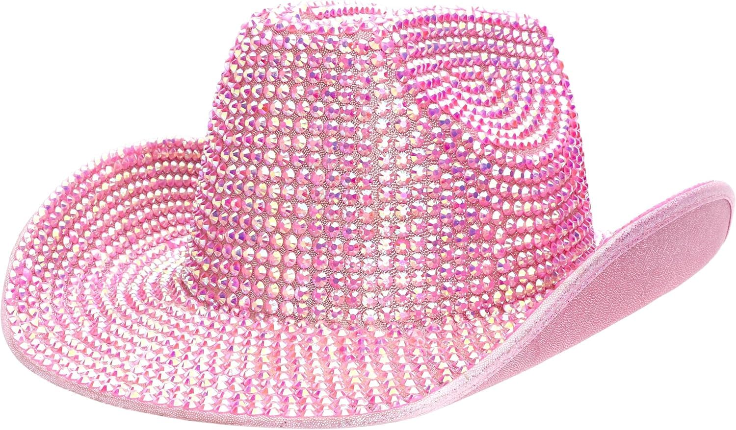 Toyland® 36cm (14") Luxury Rhinestone Cowboy Hat with Iridescent Rhinestones - Festivals, Concerts, Fancy Dress & Hen Party Accessories - 3 Colours Available (Pink)