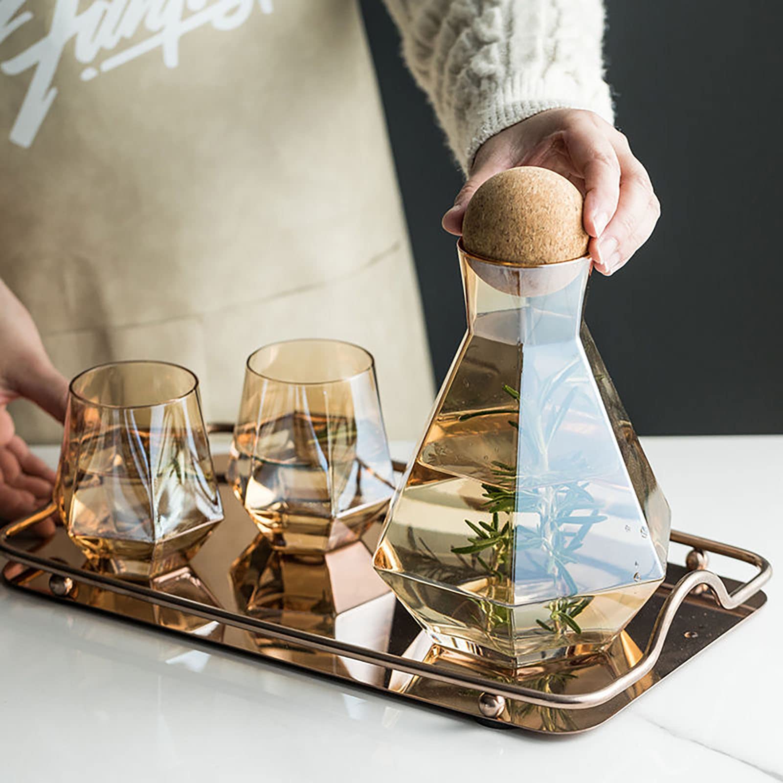 Porron en verre ambré/vintage/carafe/pichet