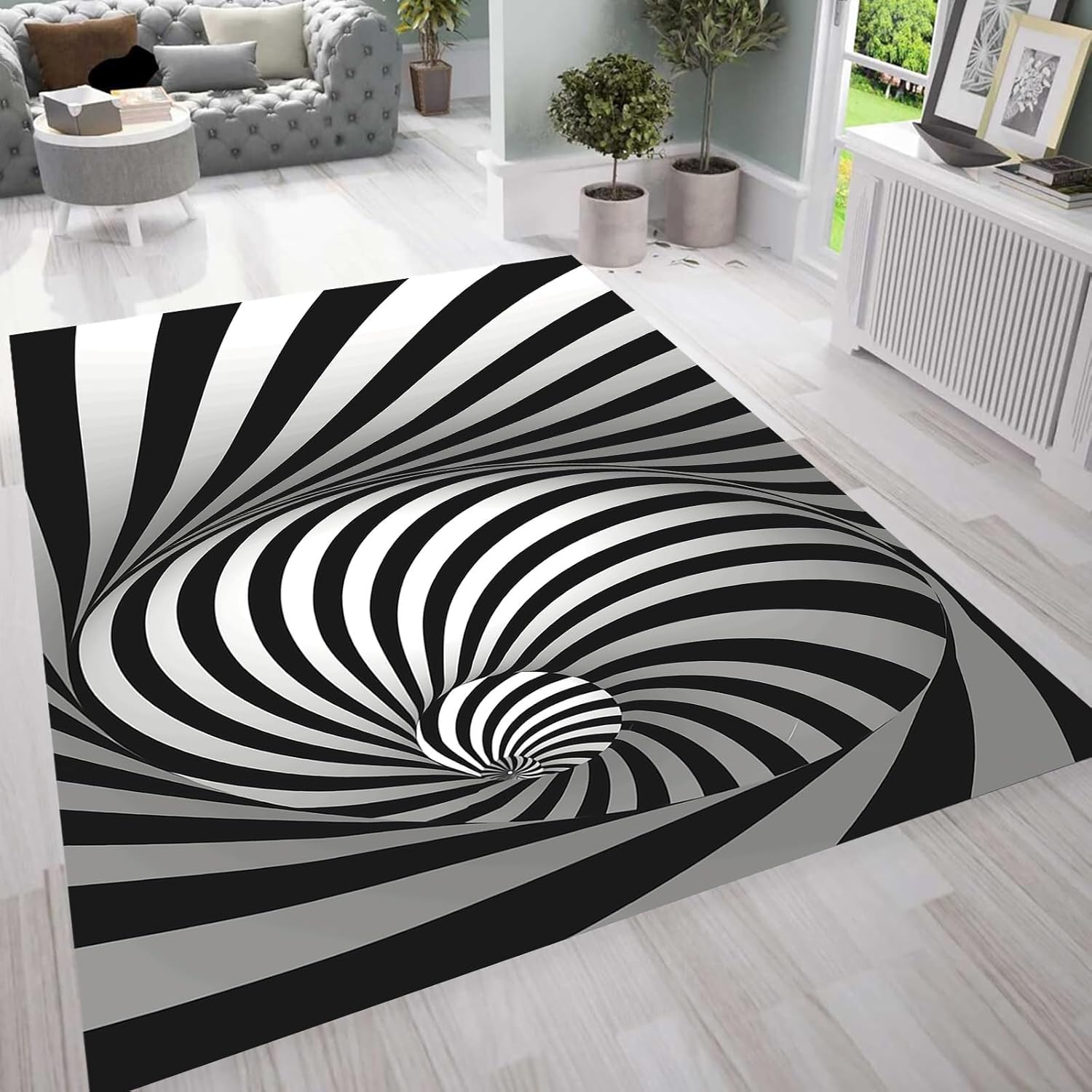 Tapis pour le salon en polyester doux imprimé 3D et lavable