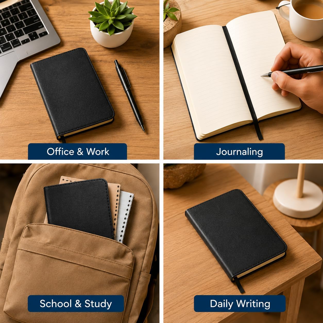 WORLD TRAVELER Lined Journal Notebook Faux Leather with Ribbon Bookmark image 3