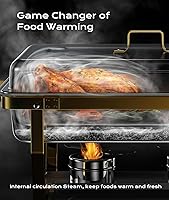 Vista 3 de Platos de Roce para Buffet 2 Pack, 9QT [Colores Oro Elegante y Plata] Juego de Platos de Roce de Acero Inoxidable para Buffet