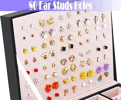 Miniatura 7 de Joyero de pendientes para niñas, organizador de joyas de gran capacidad con 40 pares de tableros de aretes, caja de almacenamiento de joyería de