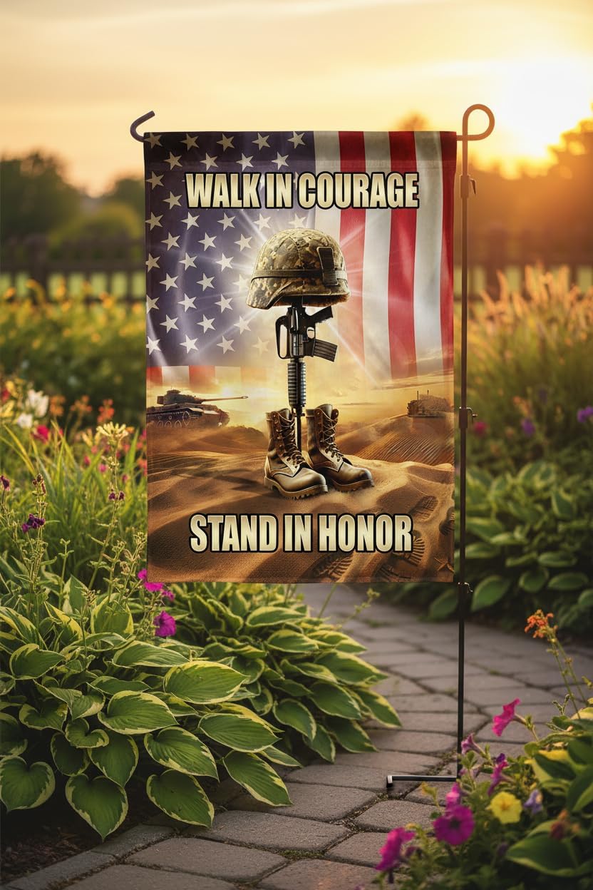 Army Veteran Garden Flag 12x18 In Double-Sided Military Tribute Banner with Fallen Soldier Cross, Durable All-Weather Outdoor Decor for Veterans Day, Patriot Day and Christmas Day - Image 9