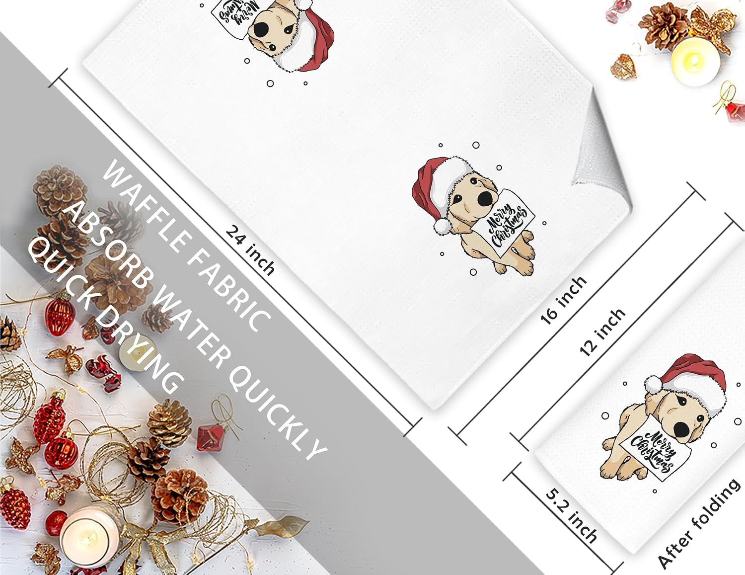 Jvpke Golden Retriever for Dog Lover Women Pet Lovers, Gloden Retriever Decorative Towels for Kitchen Bathroom, Golden Retriever Christmas Decor, 16×24 in image 5