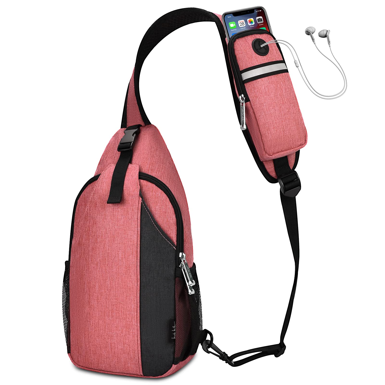 Nicole MillerSling Bag Lightweight Crossbody Shoulder Backpack with Mesh Side Pockets Travel Hiking Chest Bag Daypack