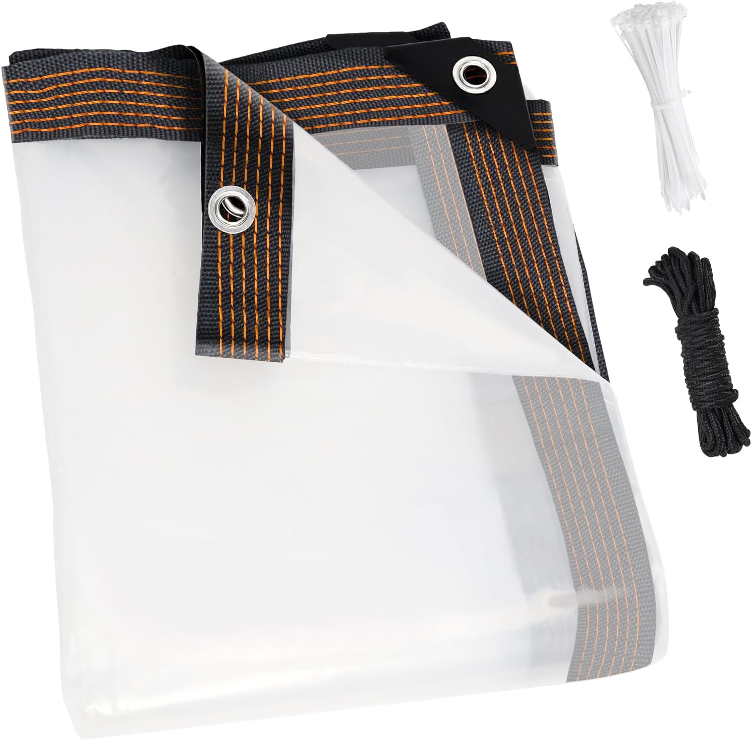 ZYP 8x16 FT Heavy Duty Clear Waterproof Tarps Outdoor Garden Rainproof Covering,Clear Vinyl Tarp with Grommets,Transparent Waterproof Tarpaulin for Covering Henhouse Porch Canopy Plant Camping 8 x 16FT 1