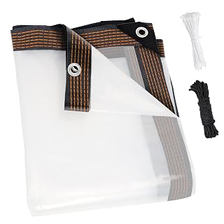 ZYP 10x20 FT Heavy Duty Clear Waterproof Tarps Outdoor Garden Rainproof Covering,Clear Vinyl Tarp with Grommets,Transparent Waterproof Tarpaulin for Covering Henhouse Porch Canopy Plant Camping - Amazon product rated Grade B