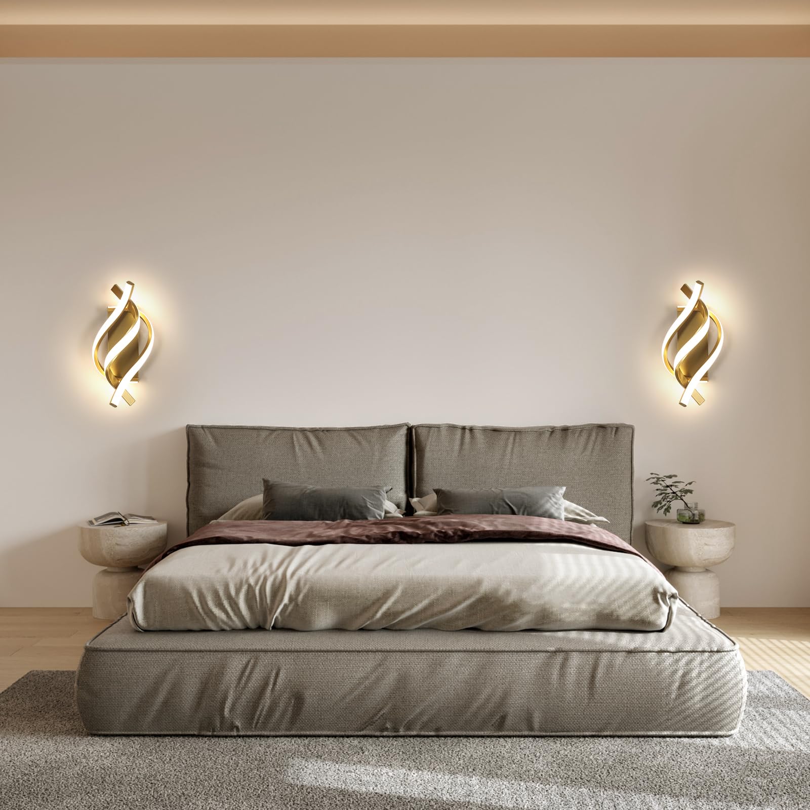 Comely 22W 2500LM Wewnętrzna Oprawa Ścienna LED, Złota Wewnętrzna Lampa Ścienna LED, Nowoczesna Oprawa Ścienna Do Sypialni, Salonu, Korytarza, Neutralne Światło 4500K