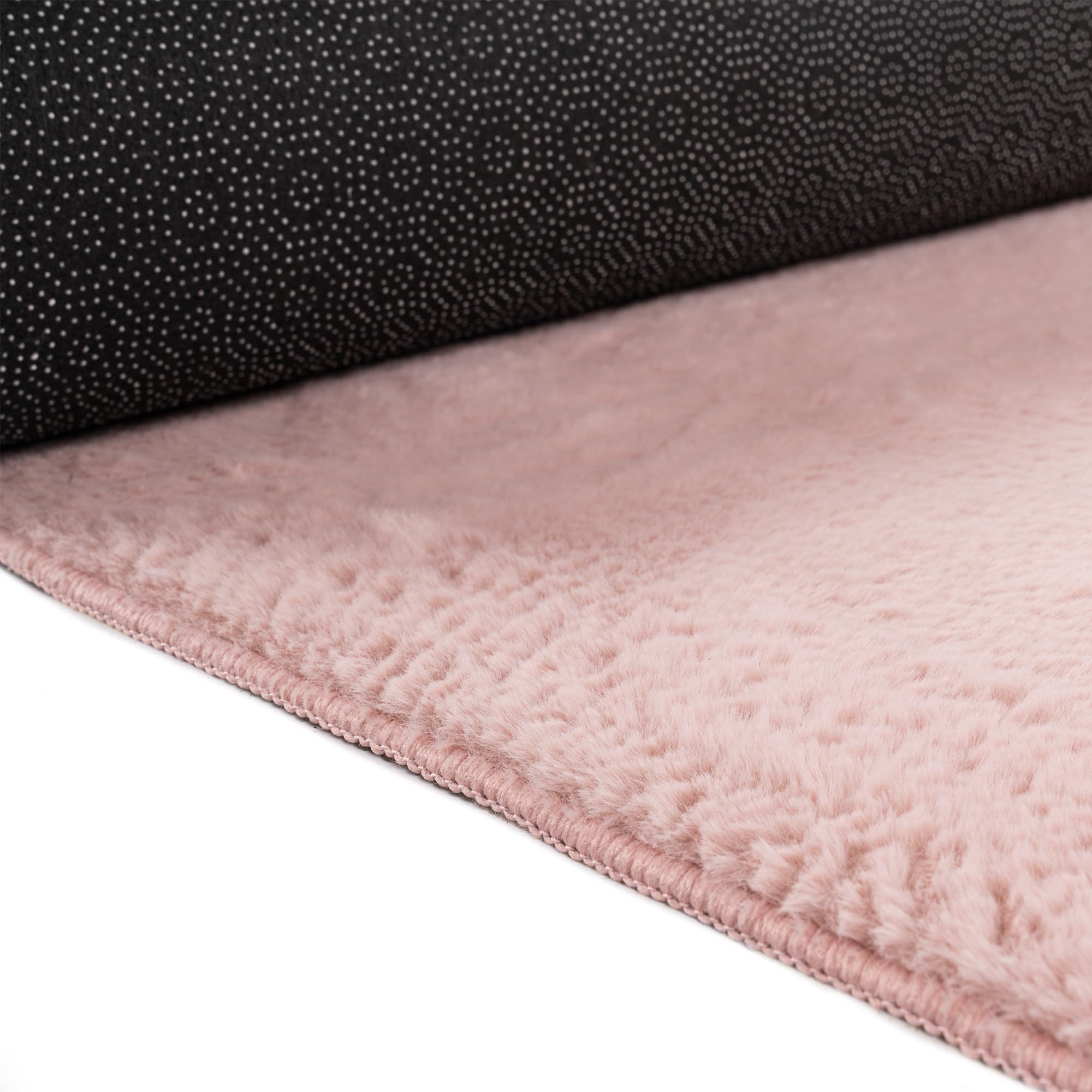 Teppich-Traum Kurzflor Teppich Modern Hasenfell-Optik Rosa 80x300 cm