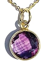 Vista 54 de Round Pendant Necklace, Natural Gemstones, Labradorite, Rainbow Moonstone, Crystal, Rose Quartz, Amethyst, Citrine, Sterling Silver, Handmade