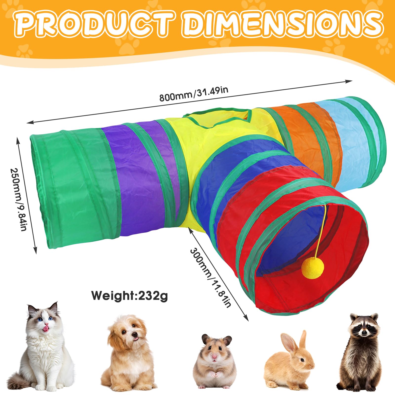 Giochi Tunnel per Gatti in Casa 3 Vie Pieghevole T Tunnel per Cani per Gatti Tubo per Gatto Gioco per Interattivo Cuccioli Conigli e Gattini Attivi Giocare