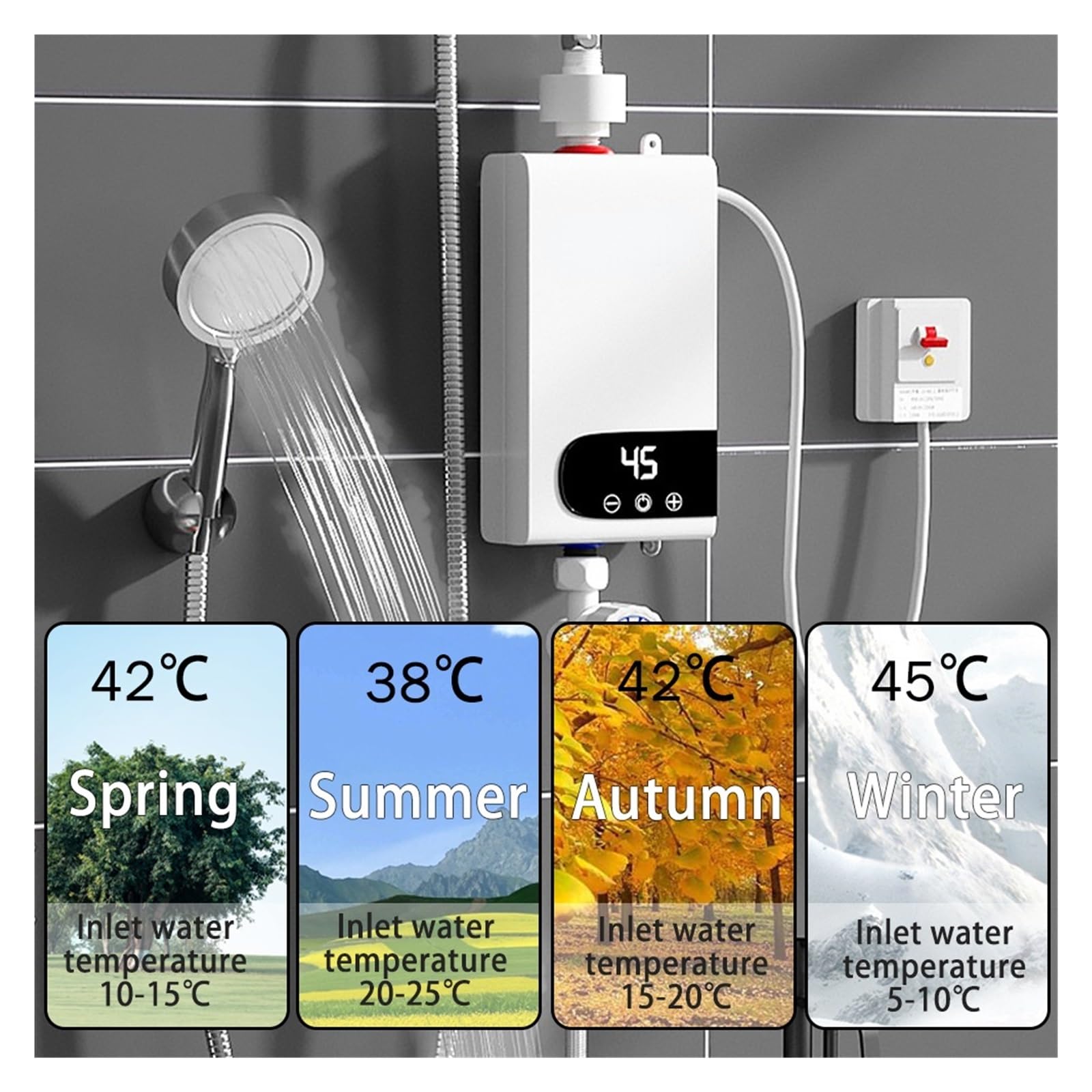 Termo Electrico, Calentador De Agua Instantáneo De 5500W, Grifo Instantáneo Sin Depósito, Grifo De Cocina, Grúa De Agua Caliente, LED Digital(No accessories)