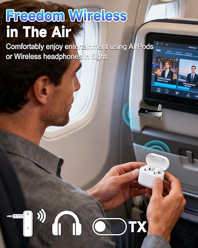 Miniatura 9 de Adaptador Bluetooth 5.0 de 3.5mm Jack Aux Dongle, Transmisor Receptor Inalámbrico 2-en-1 para TVViaje en Avión, Gimnasio, Compatibilidad con