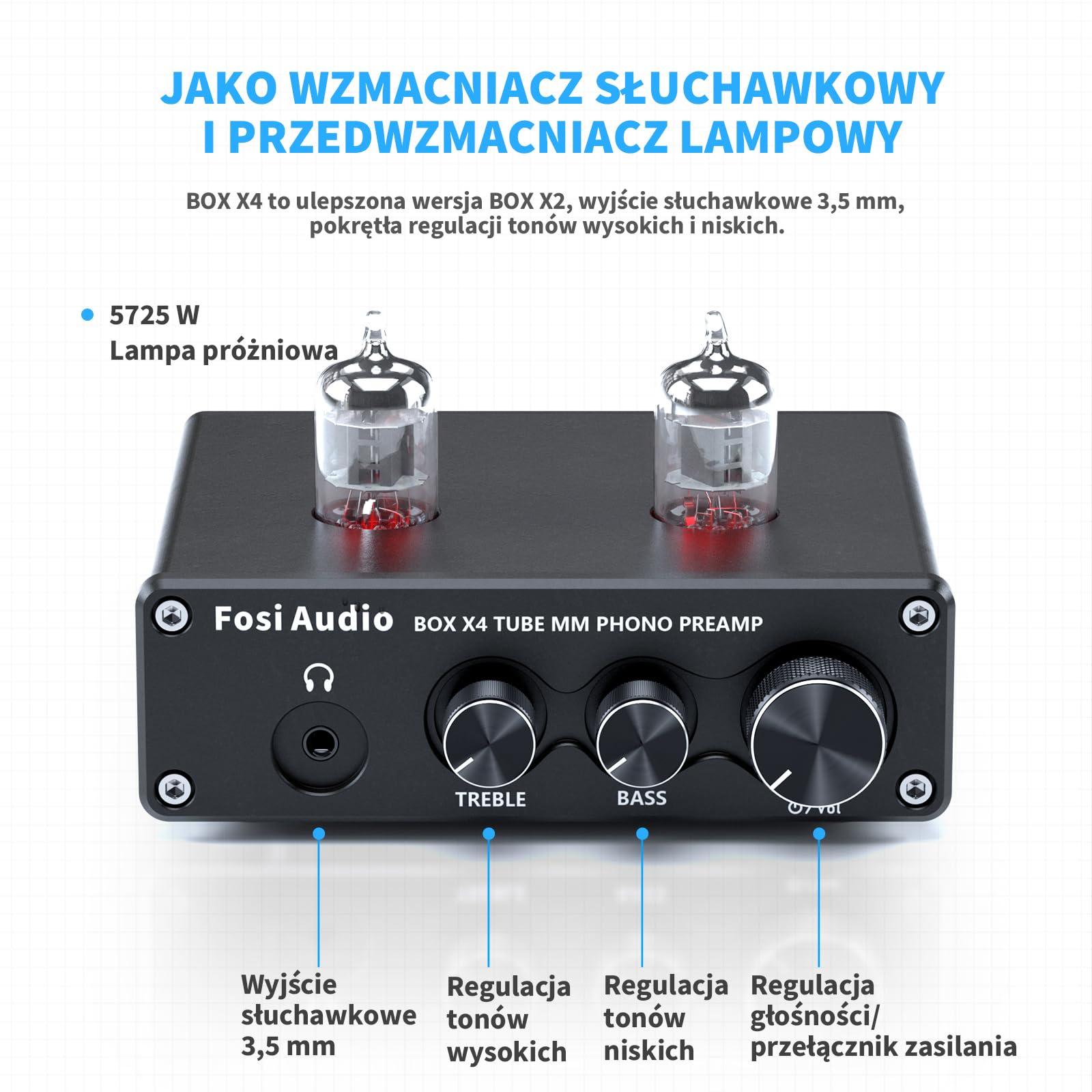 Fosi AudioBOX X4 Phono przedwzmacniacz gramofonowy przedwzmacniacz MM przedwzmacniacz fonograficzny z przekładnią Gain Mini Stereo Audio Hi-Fi przedwzmacniacz do odtwarzacza płyt z zasilaczem