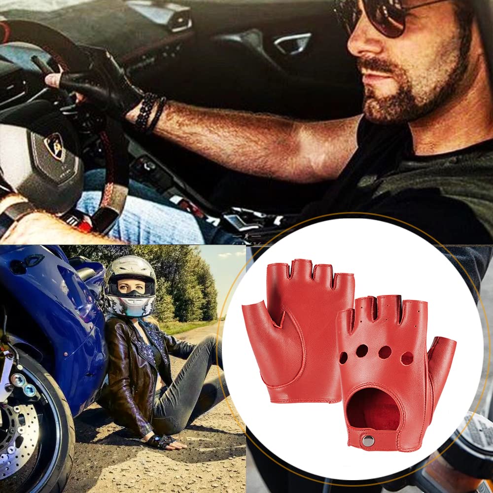 MGGMOKAY mujer Guantes de conducción de cuero sin dedos