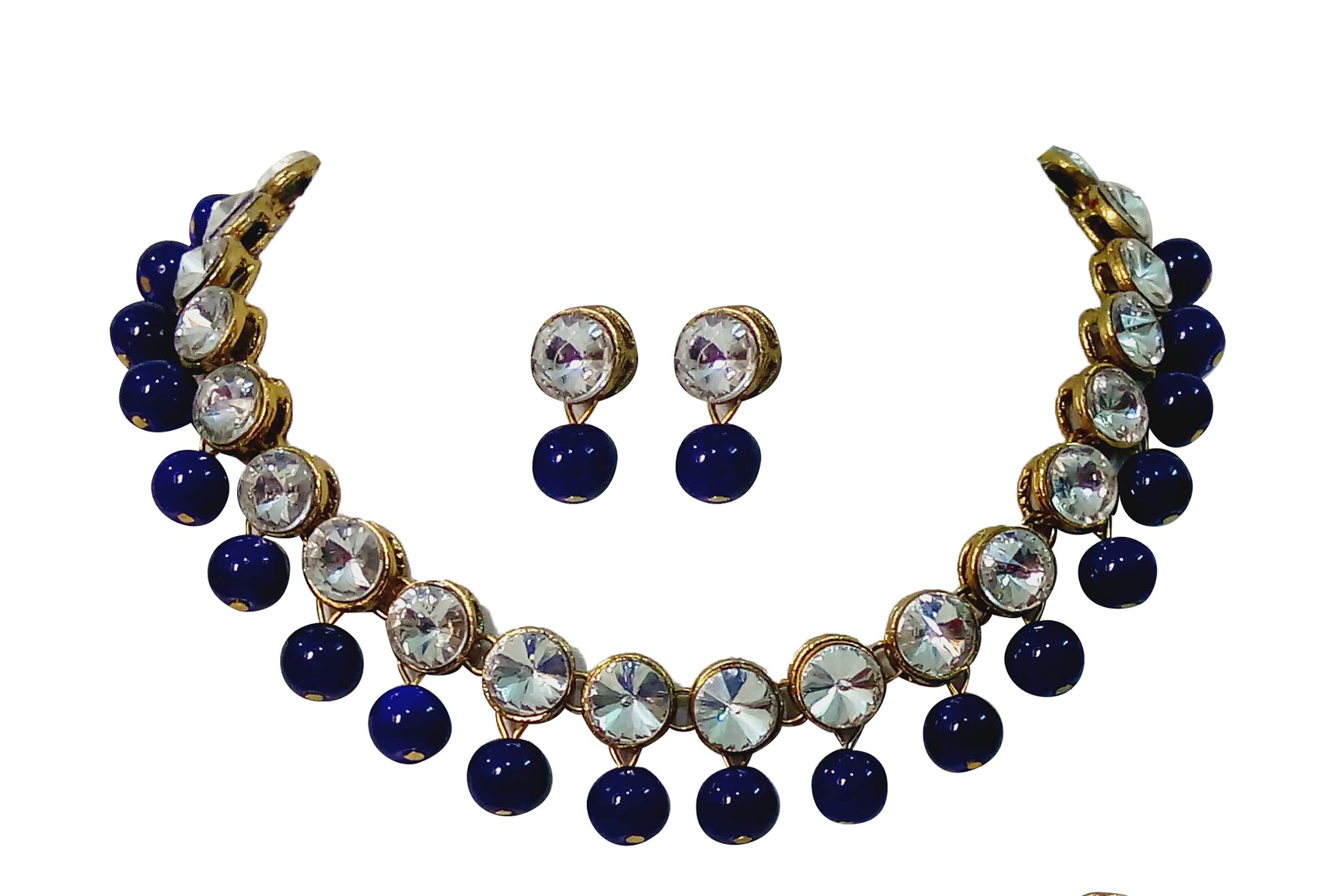 JN HANDICRAFT� Blue Beads Kundan Stone Studded Necklace Set for Women/Girls - Blue (B08GHXGHVM) Amazon Price History, Amazon Price Tracker