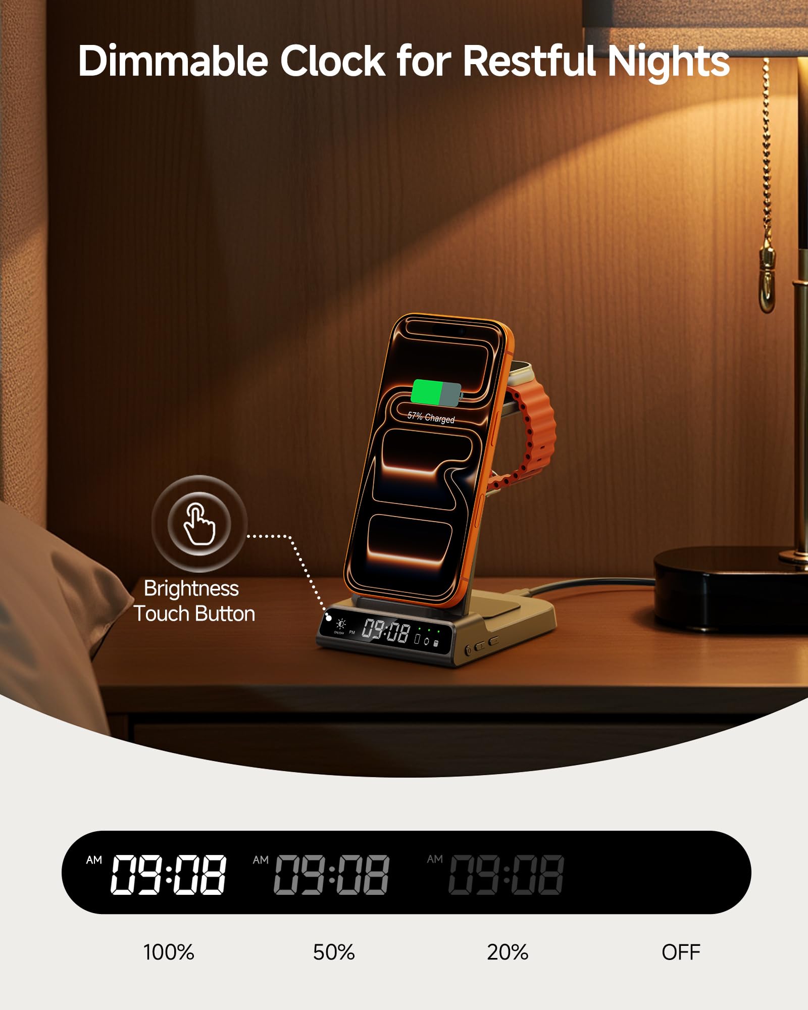 Bezprzewodowa ładowarka do iPhone 17, stacja ładująca 3 w 1 do zegarka Apple Watch 11/10/9/8/7/6/5, Ultra 3/Ultra 2, do iPhone Air/16/15/14/13/12/11/X, do Air Pods 4/Pro 2 (bez adaptera) (Tech Grey)
