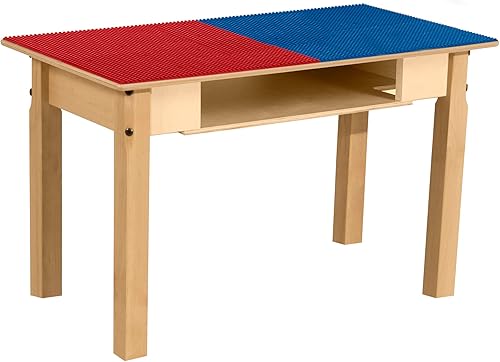 Miniatura 49 de Contender Time-2-Play - Mesa de juego rectangular de 30.75 pulgadas de ancho, bloques de Lego azul y verde, compatible con patas de madera de 22