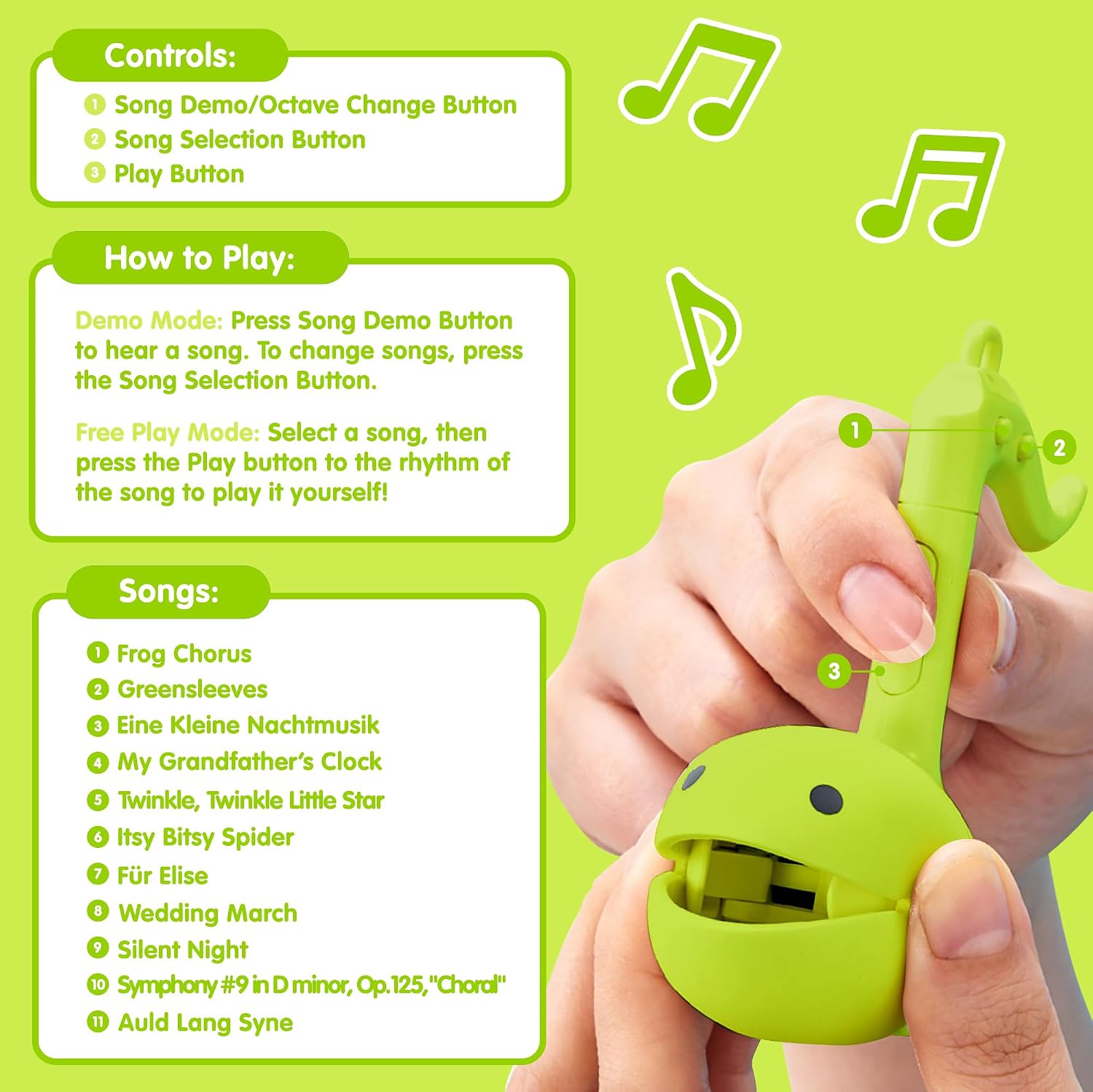 Otamatone Melody Musical Electronic Instrument Toy Keychain - Lime image 4