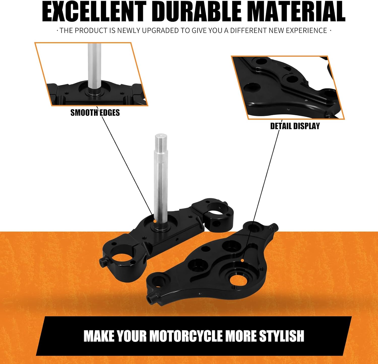 Motorcycle Triple Tree Clamp Bar Riser for 21" 23" Wheels 11 Degree Bagger Triple Trees Fit for Harley Touring Road King Street Glide Road Glide Electra Glide FLHT FLHX FLTR 2014-2024 Black