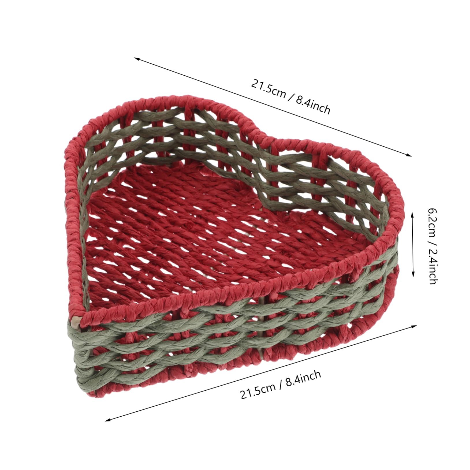 SOLUSTRE Romantic Heart Shape Basket Handwoven Storage Baskets for Fruits Decorative Paper Rope Home Accessory