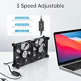 ELUTENG USB Fan 140mm 5V 2 in 1 with 3 Adjustable Speeds, Double USB Computer Fan 140mm PC Fan 14mm with 8 Shock Absorbent Feet for PS5 PS4/Laptop/TV Box/Router - 3