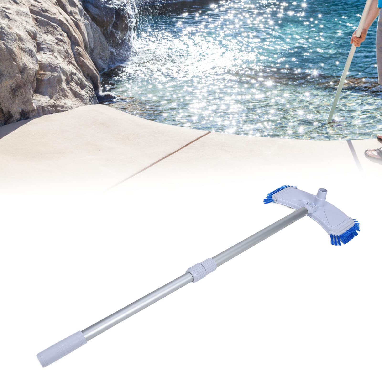 Pool Suction Head Portable Swimming Pool Cleaner Set Suction Head Telescopic Rod with Brush Pool Washing Tool for Swimming Pools Water Parks