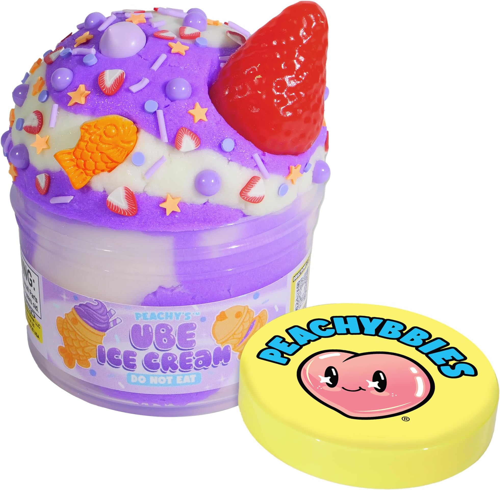 Peachybbies Ube Ice Cream Cloud Slime, Made in USA Premium Scented Slime, 100% Authentic Peachybbies, 7 oz., ASMR, Sensory Gifts for Kids, Fidget Toys