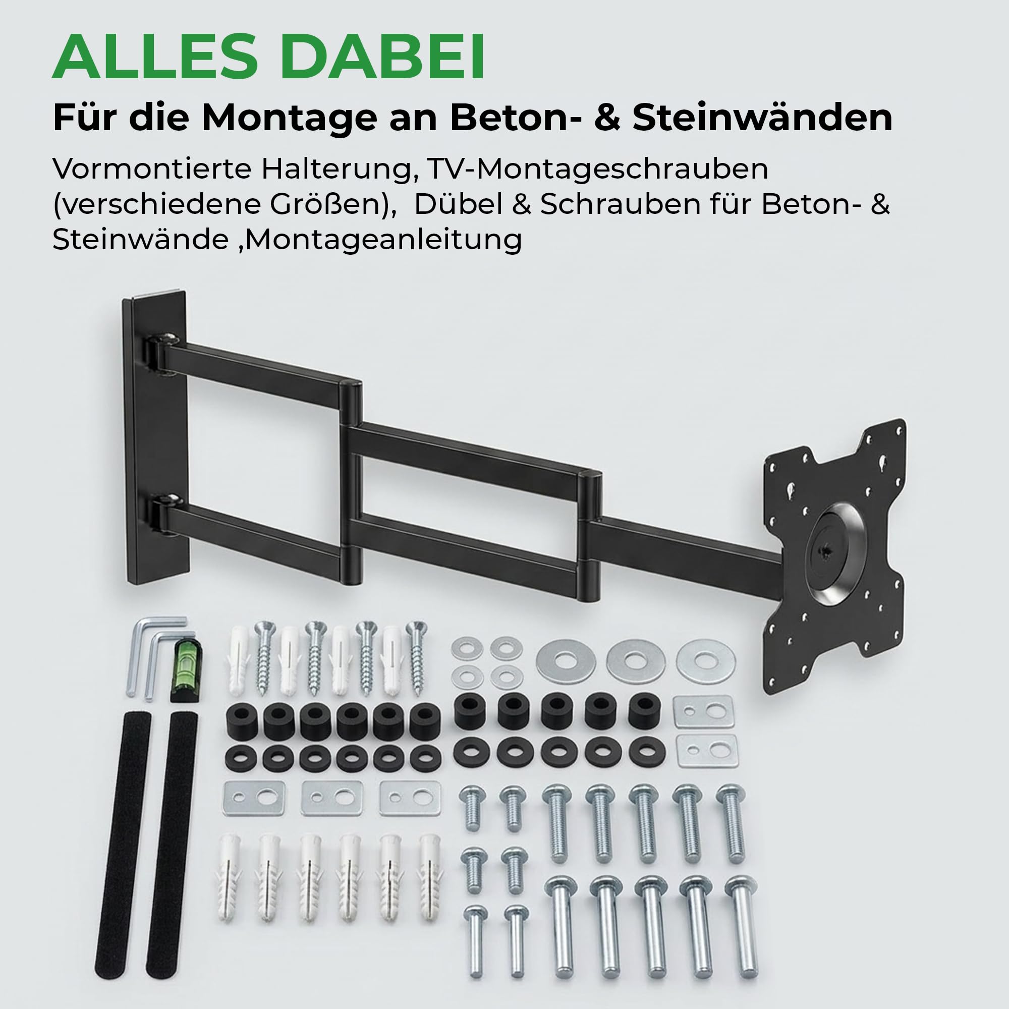Axis XL 108,5 cm TV Wandhalterung mit extra langem Gelenkarm 50 Zoll Biz 75 Zoll – dreh-, Schwenk-, neig- & rotierbar bis 108,5 cm Auszug, 25 kg Traglast, VESA 200x200 mm, Wandhalterung TV