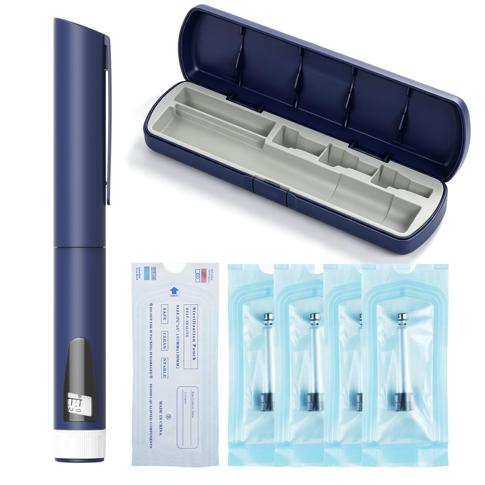 Wiederverwendbarer Insulin Pen, 1–80 IE, für 3 ml Kartuschen | Inklusive 5 Kartuschen und Aufbewahrungsbox | Tragbares | ergonomisches Design für den täglichen Gebrauch