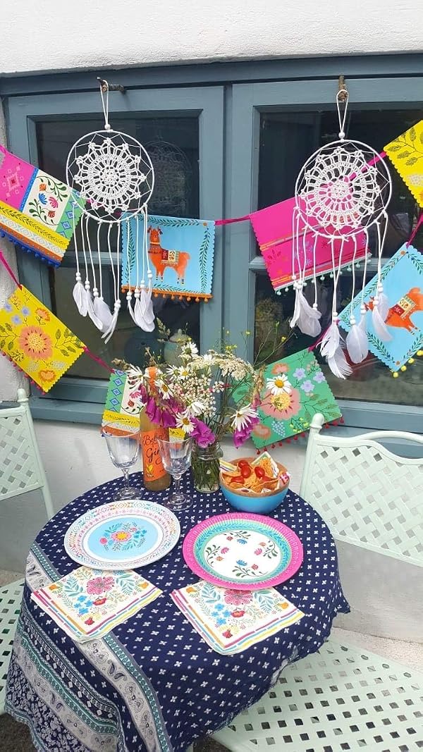 Talking Tables Mexican Garland Fiesta Party Decorations, 13ft (156 in), 12 Colorful Pennants, Llama Boho Paper Birthday Bunting by Talking Tables - Used condition - Image 4