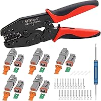 Vista 1 de JRready ST6339 Deutsch DT Conector 2 pines con herramienta de crimpado Deutsch (ACT-LY-16DT), conector DT gris de 2 pines (5 juegos), tamaño 16