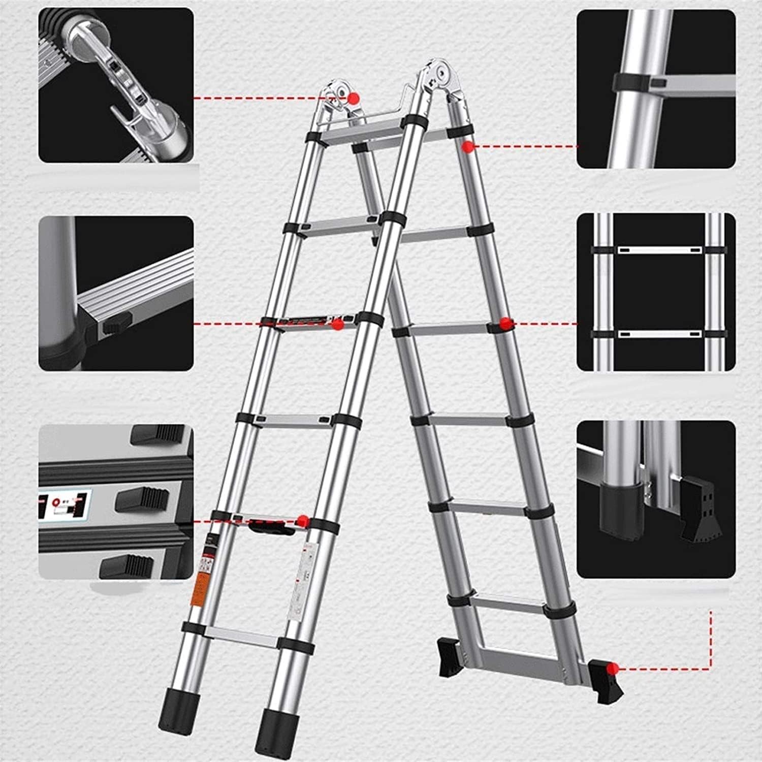 Telescoping Ladders,One-Button Retraction Extension Ladder with Spring Loaded Locking Aluminum Telescoping Ladder Stepladder