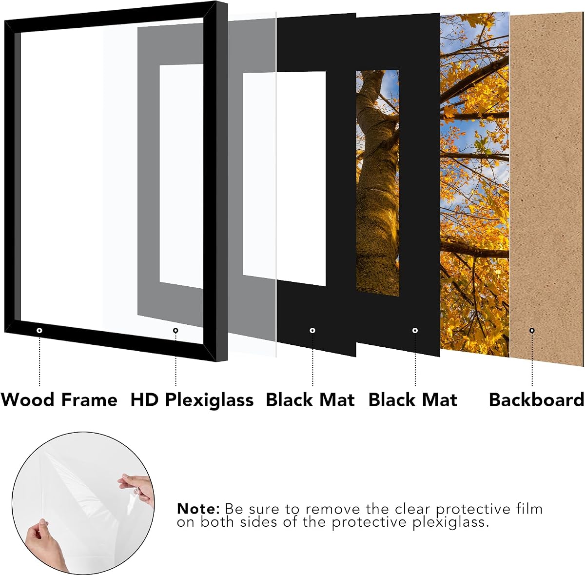 Americanflat 11x14 Picture Frame - Matted to 8x10 - Engineered Wood - Black view 3