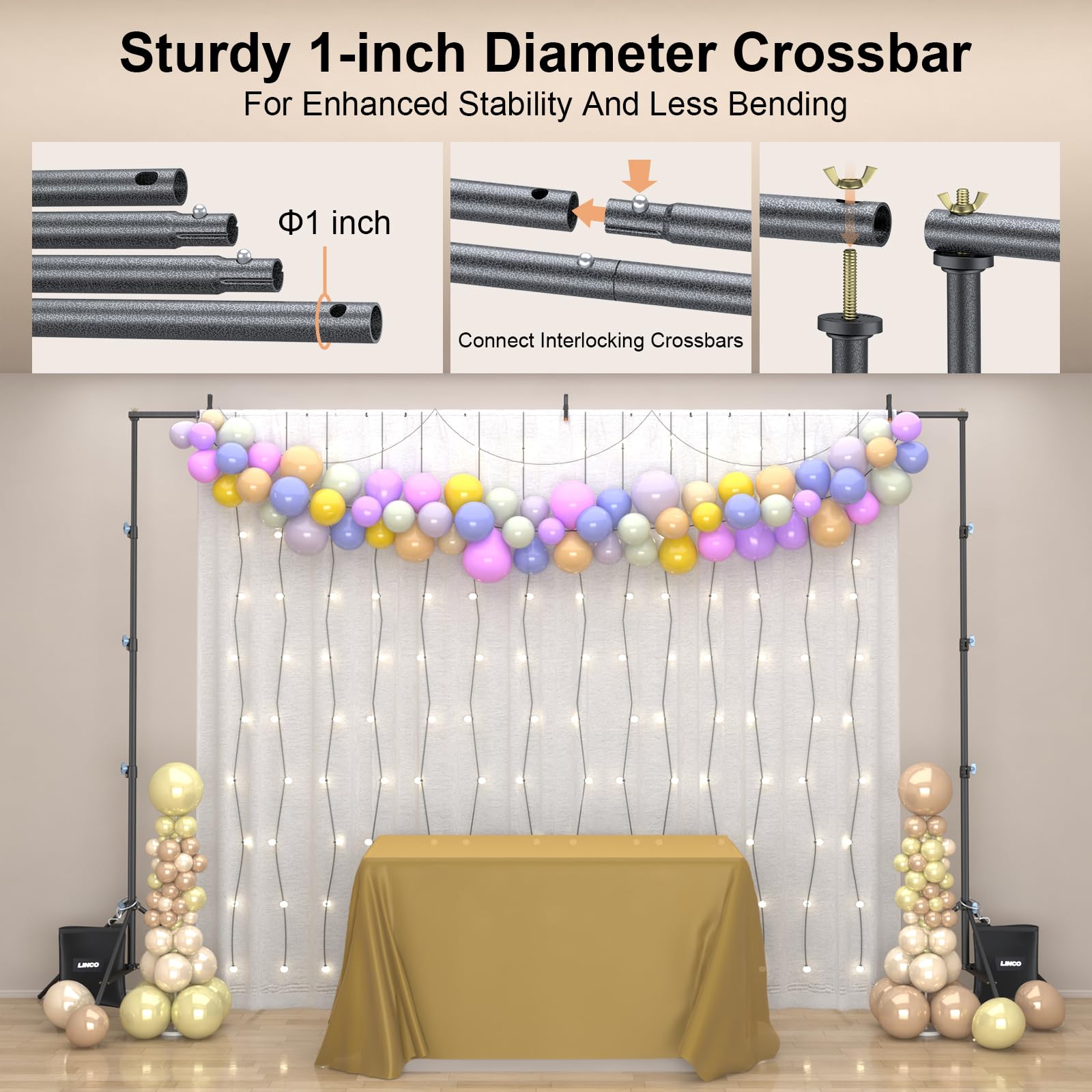 LINCO Lincostore 4154-4236 - Kit de soporte para fondo de fotografía (2,7 x 3 m)