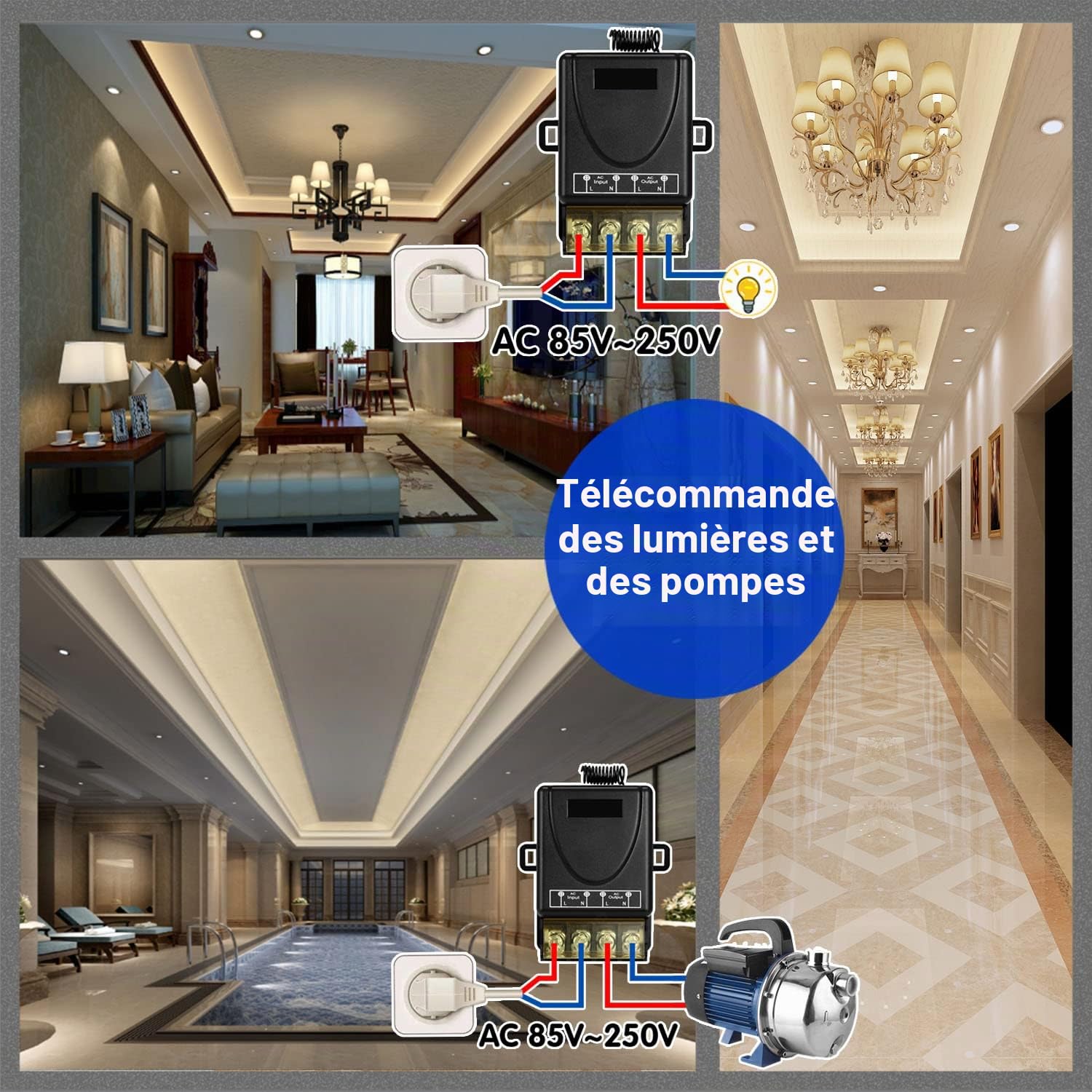 DieseRC ON-OFF Interrupteur de télécommande Haute Puissance sans Fil 433Mhz, RF AC 220V/240V/110V 30A pour lumière, Pompe à Eau, appareils ménagers, Irrigation agricole,Normalement ouvert