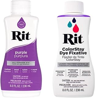 Rit Dye – 8 Oz. Liquid Fabric Dye for Clothing, Décor, and Crafts – Purple with Color Fixative