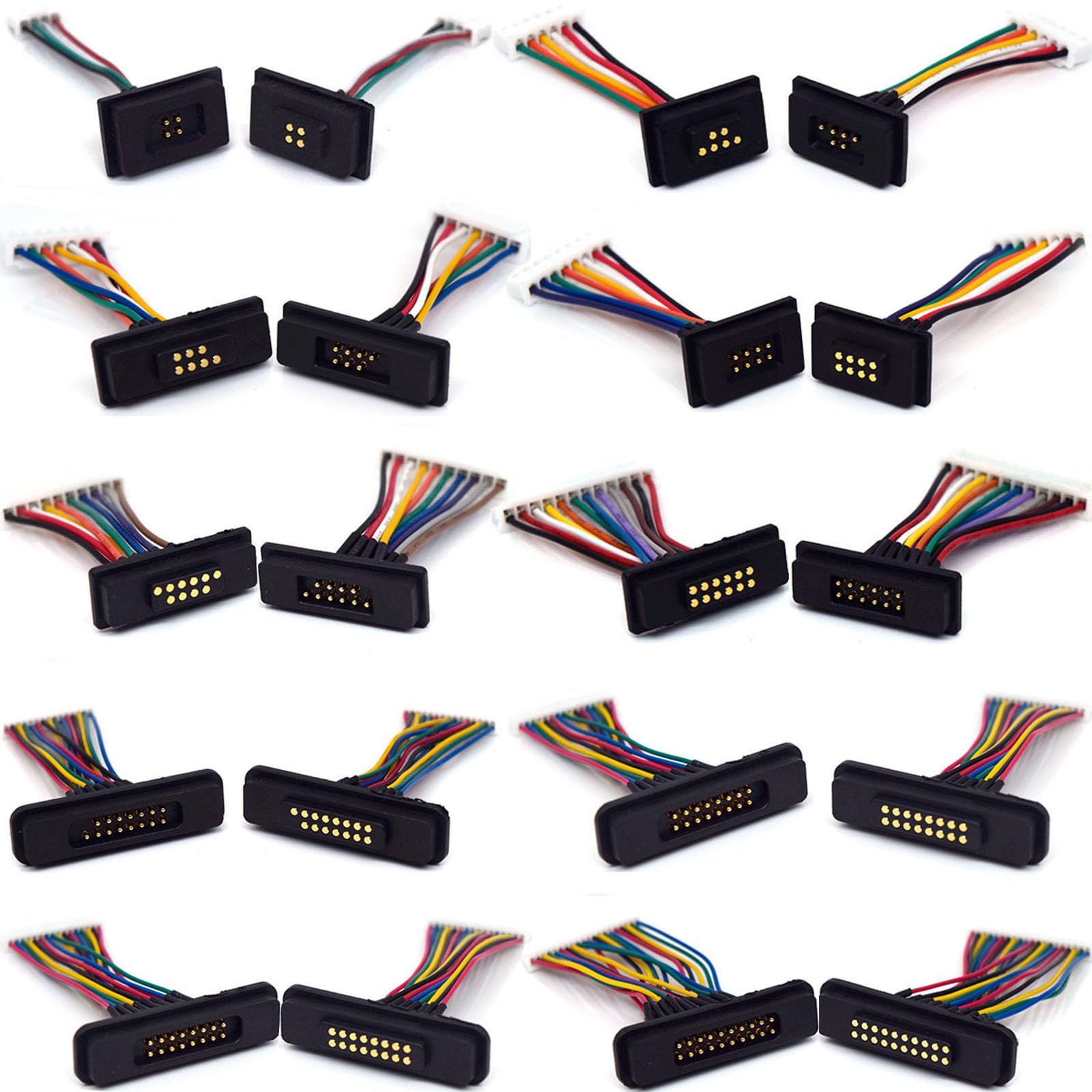 1 Pair Magnetic Pogo Pin Connector with 10CM Cable, 4P/6P/7P/8P/10P/12P/13P/14P/15P/16P/18P/20P Pogo Pin Magnetic Connector Male+Female Connector DC