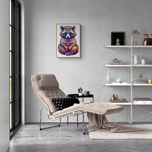 Miniatura 4 de WOODBESTS Rompecabezas de madera para adultos, rompecabezas de animales de mapache (S, 100 piezas, 7.9 x 5.4 pulgadas), hermosa caja de madera,