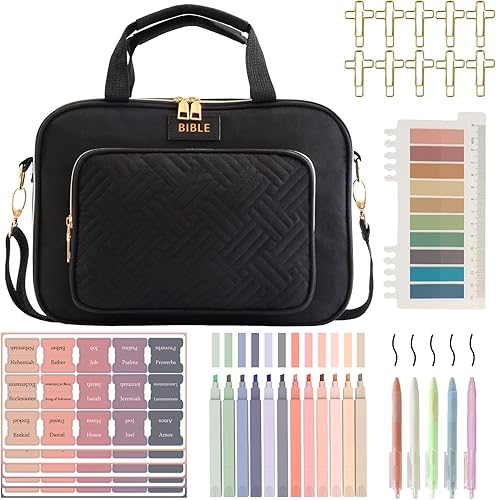 Funda para Biblia para Mujeres Estuche de Biblia, Bolsa Grande para Biblia, Suministros de Estudio Bíblico Kit de Diario Bíblico Estuche de