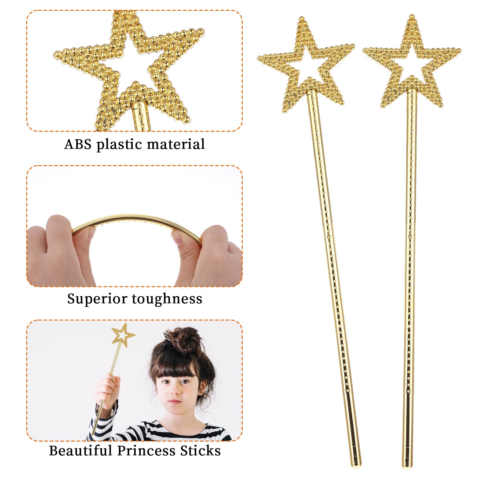 2 Stück Glitzer Zauberstäbe – Prinzessin, Fee, Engel, 36 Cm Lang, Perfekt Für Cosplay & Mottoparty