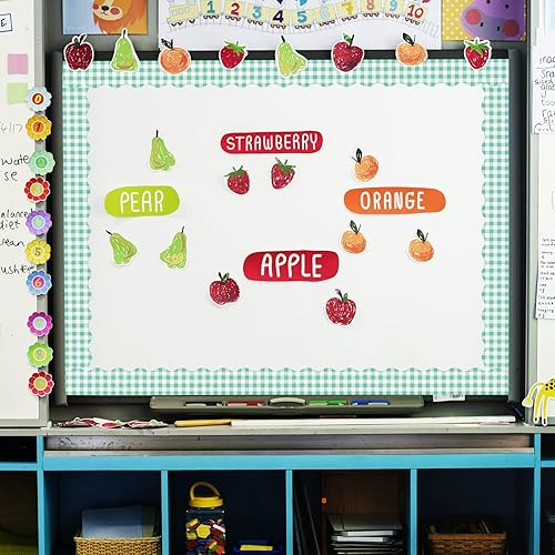 Miniatura 5 de Whaline Bordes de tablón de anuncios de primavera de 164 pies, 5 rollos troquelados de color rosa pastel, azul, amarillo y verde, tiras enrolladas